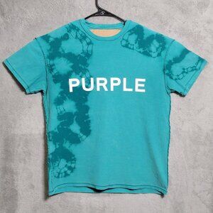 Purple Brand Shirt Mens Medium Blue Tie Dye Graphic Short Sleeve Spell Out Tee